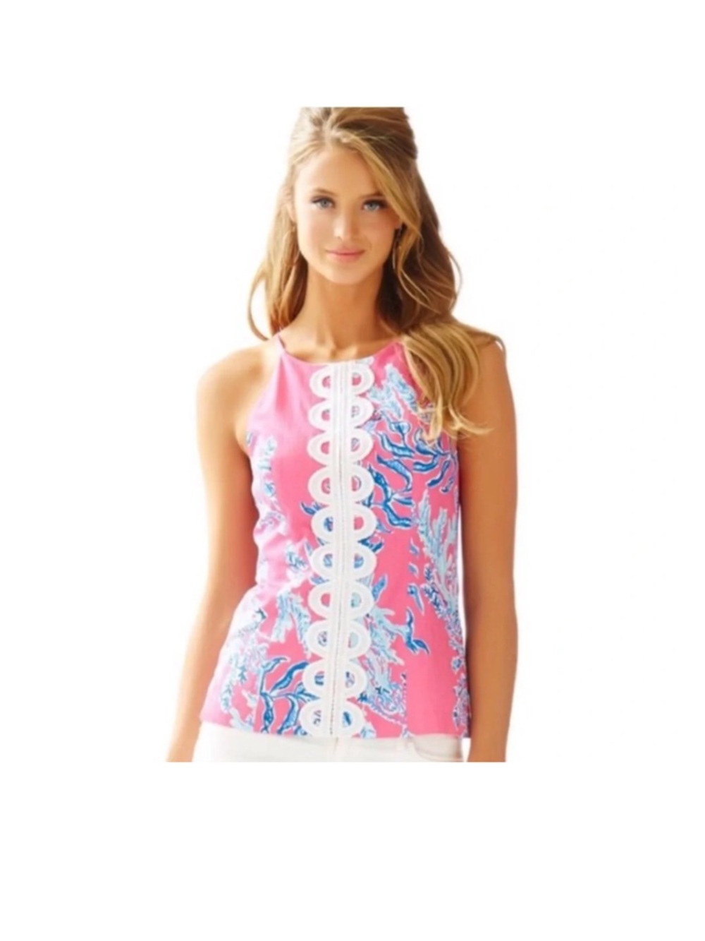 NWT Size 2 Lilly Pulitzer Annabelle Top in Capri Pink Samba